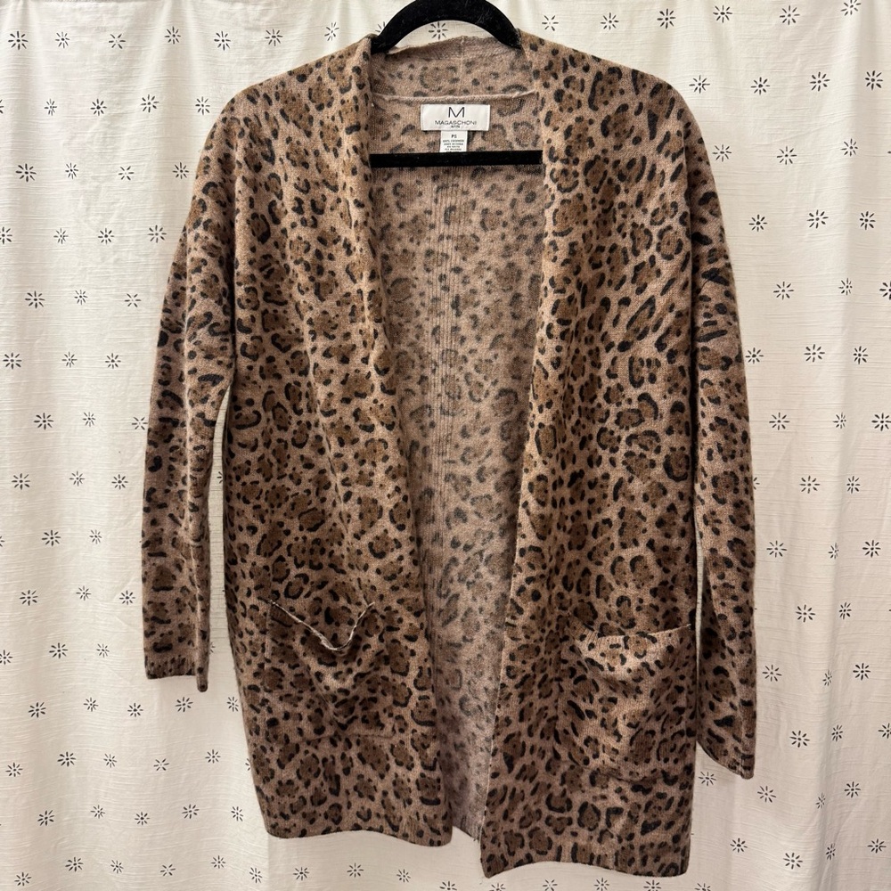 100% Cashmere Animal Print Cardigan